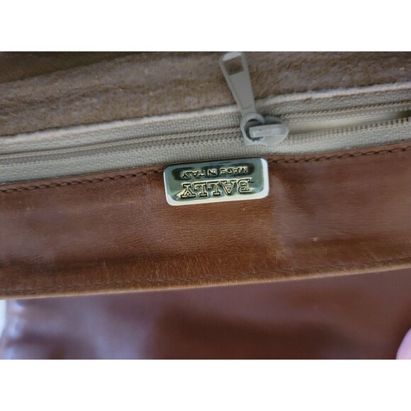 Vintage Bally Logo Canvas Print & Brown Leather handbag shoulder bag ITALY - Picture 13 of 15